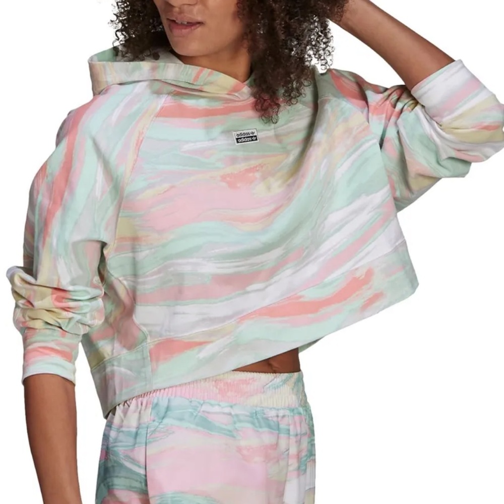 Adidas Watercolor Cropped Hoodie | XS